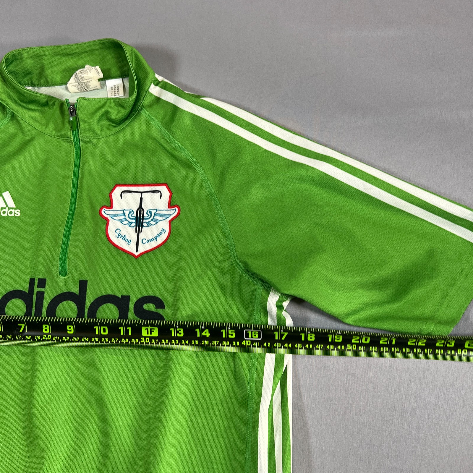 Adidas Climalite Cycling Company Jersey Womens Medium Green Quarter Zip Athletic