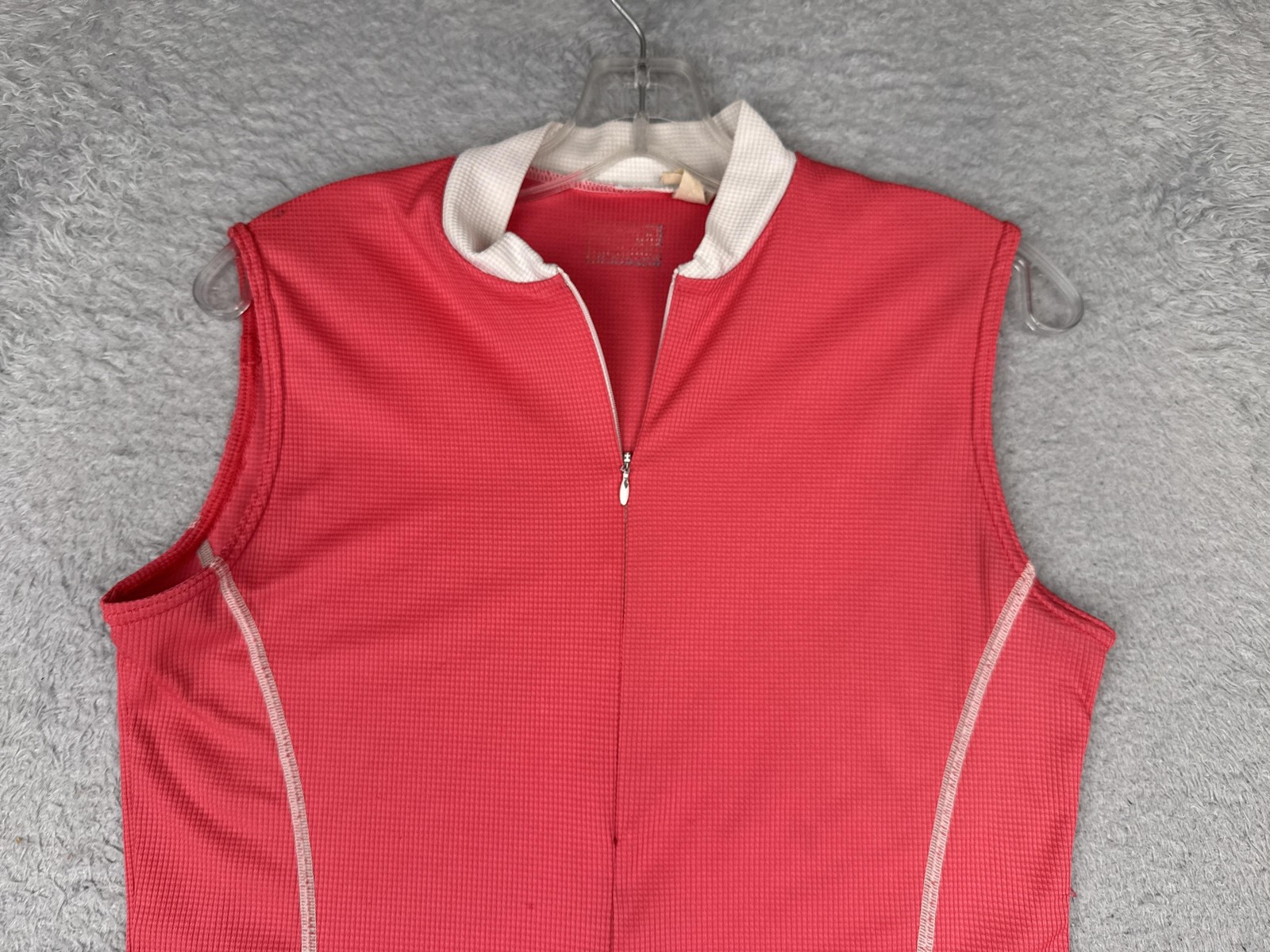 Performance Cycling Jersey Shirt Womens Medium Pink Sleeveless Zip Back Pockets
