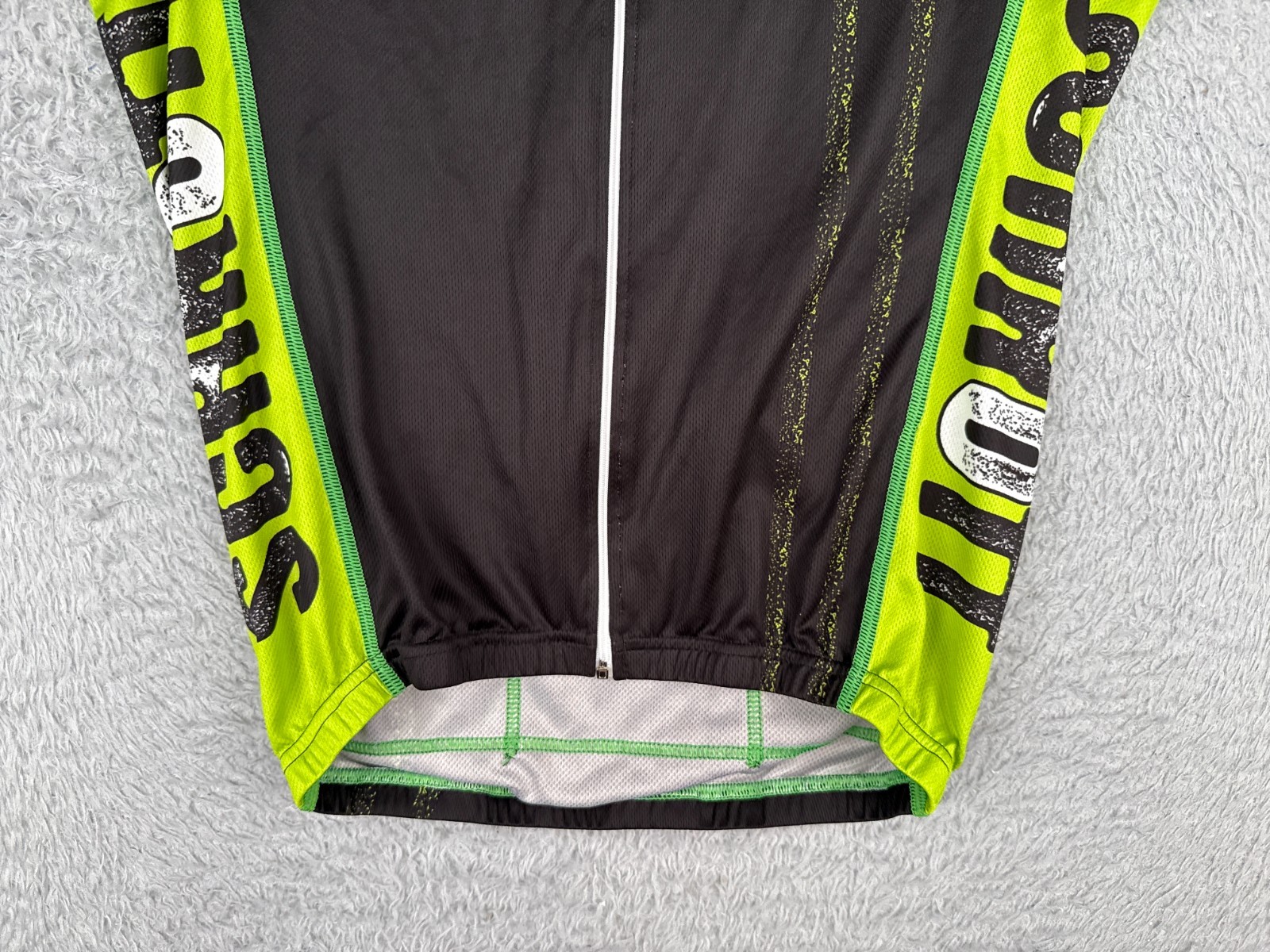 Schrott Cycling Jersey Adult Medium Green Black Full Zip Racing Team Polyester