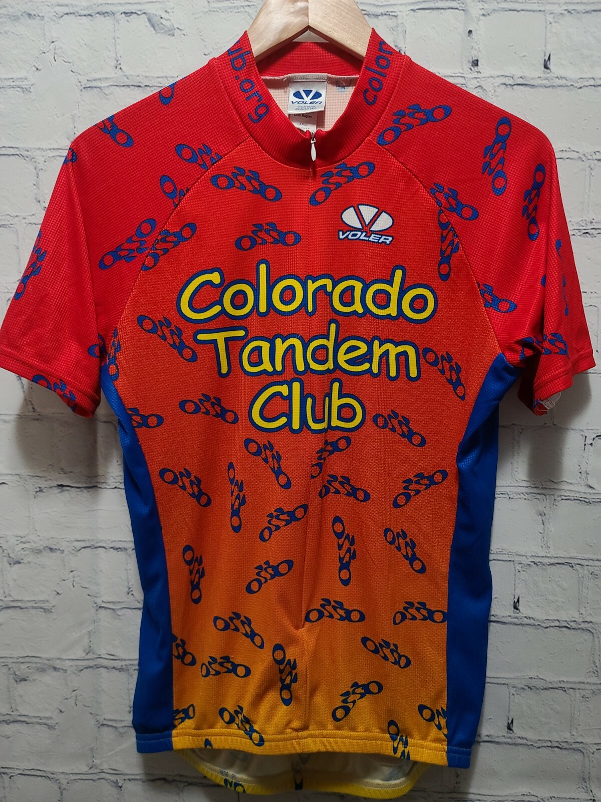 Men’s Club Raglan Cyclist VOLER Jersey Size Large L LG Colorado Tandem Club B10
