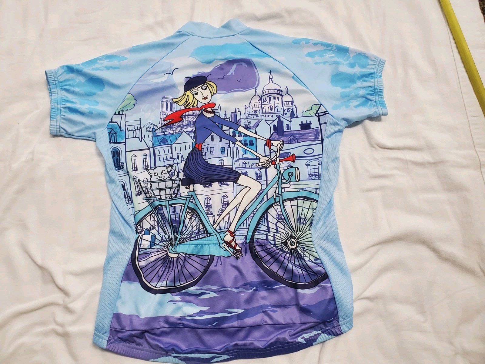 83 Sportswear Women’s Paris City Bicycle Cycling Jersey Full Zipper Top XL