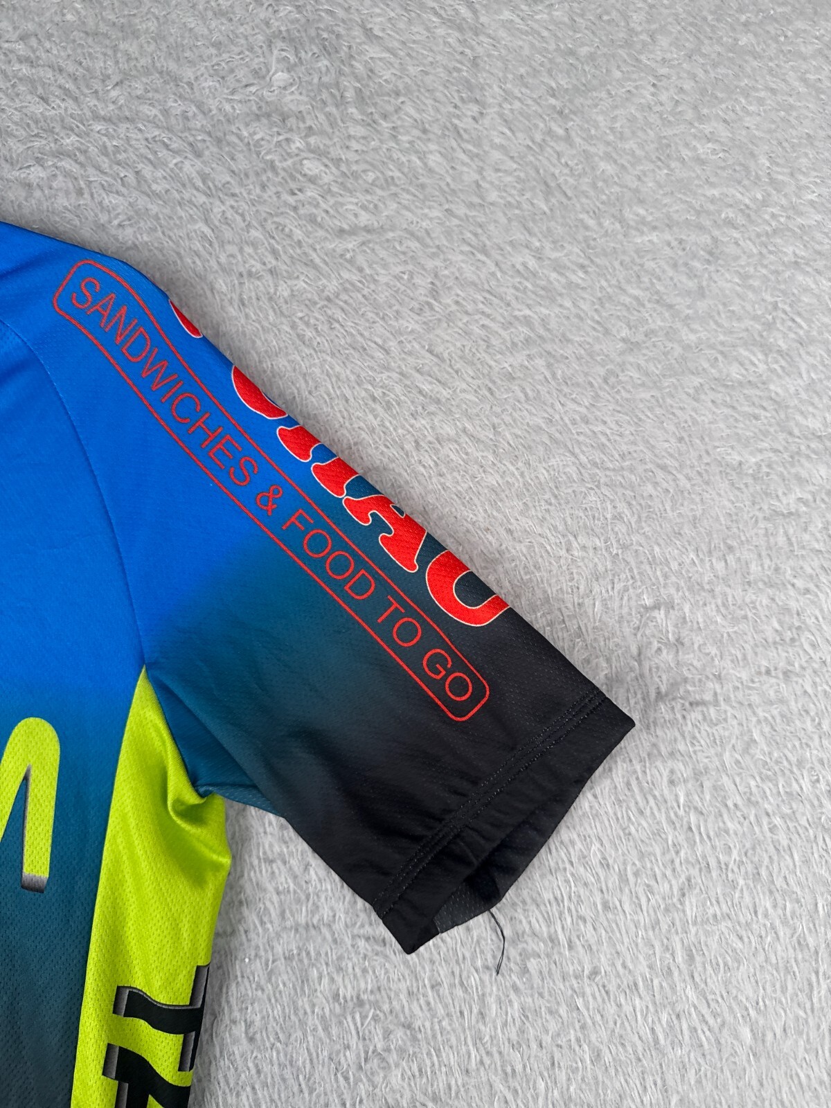 Cycling Jersey Women Medium Blue Green Black Full Zip Viet Tainam Short Sleeve