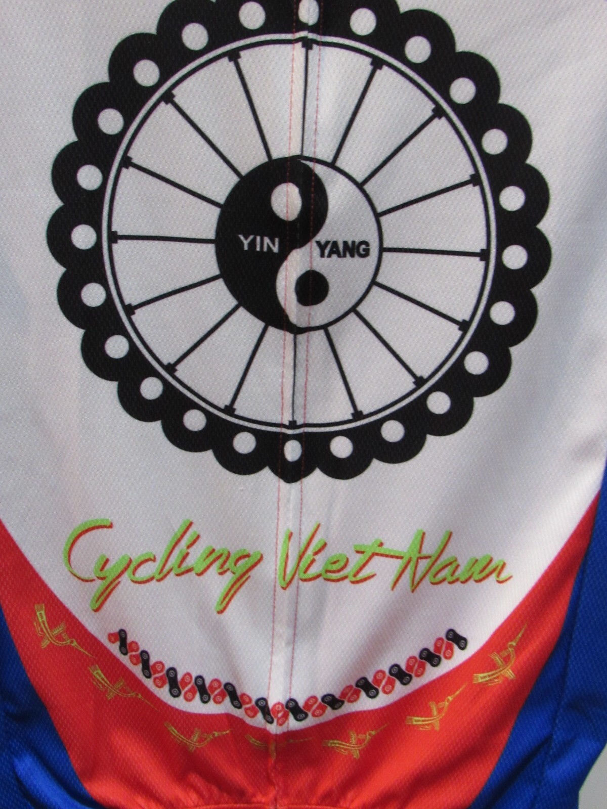 Cycling Jersey adult Size small Vietnam flag full zipper VGC Yin Yang Multicolor