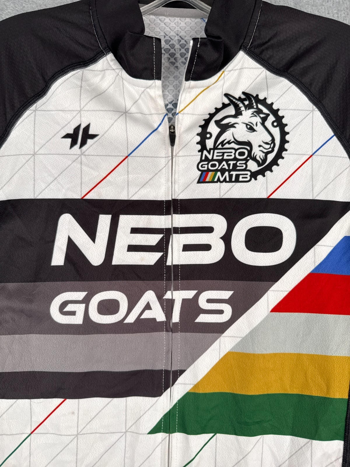 Hyperthreads Cycling Jersey Women Medium White Black NEBO Goats Full Zip Poly