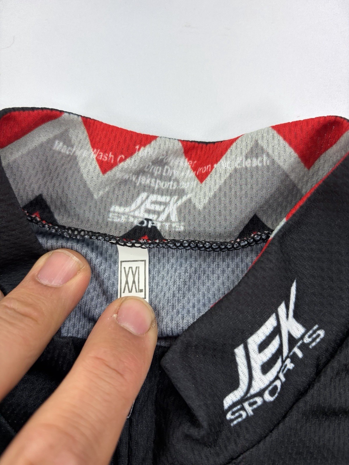 JEK Sports Delta Cycling Jersey Men’s XXL Black Red Argyle Full Zip Short Sleeve