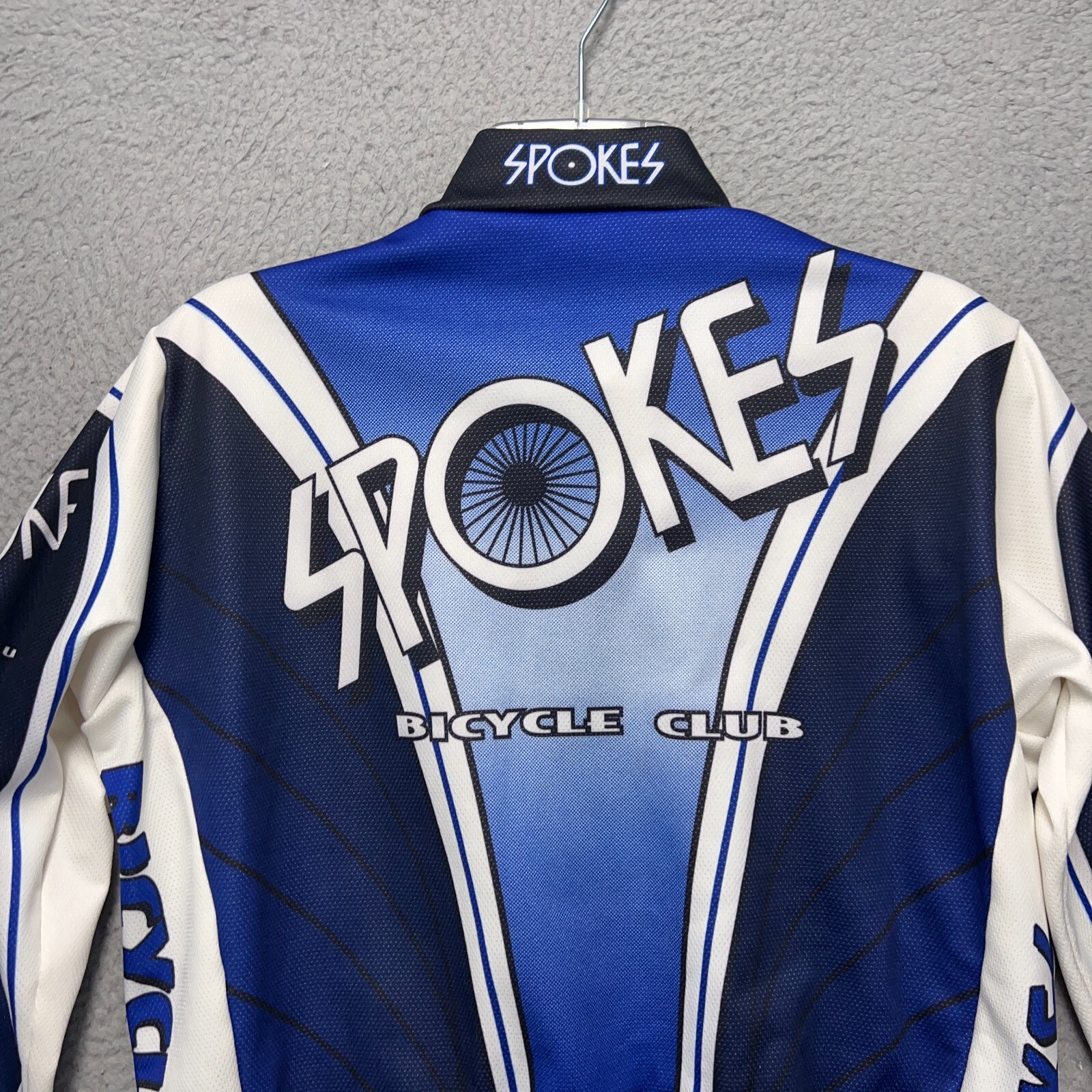Spokes Cycling Club Jacket Womens Small Blue White Voler Pockets Full Zip Fleece