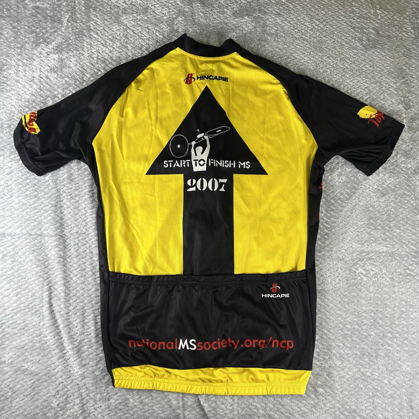 Hincapie Cycling Jersey XL 2007 MS Charity Ride Yellow Full Zip NWT Monkeys