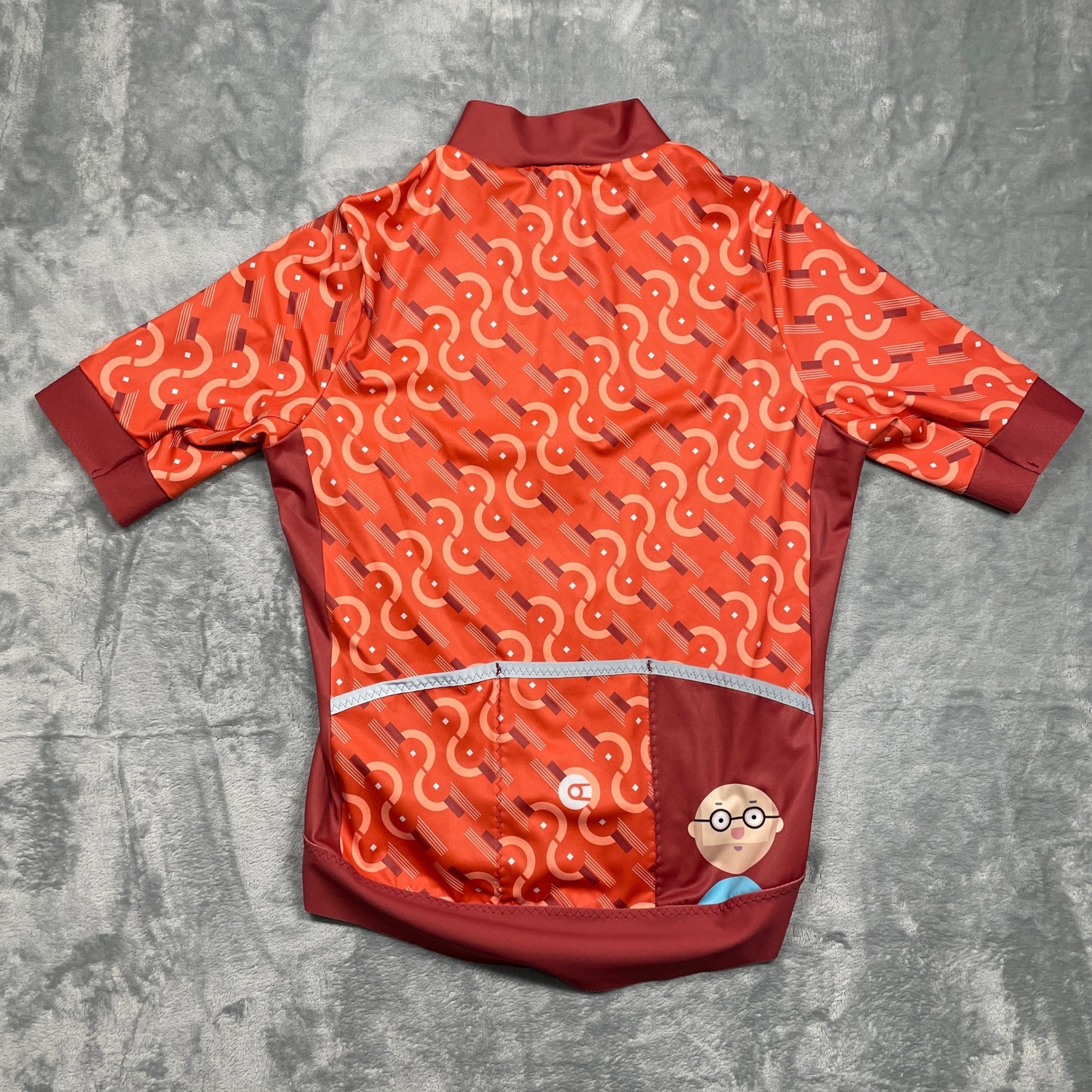 Nopinz Cycling Jersey Mens XL Orange Maroon Geometric Short Sleeve Full Zip Aero