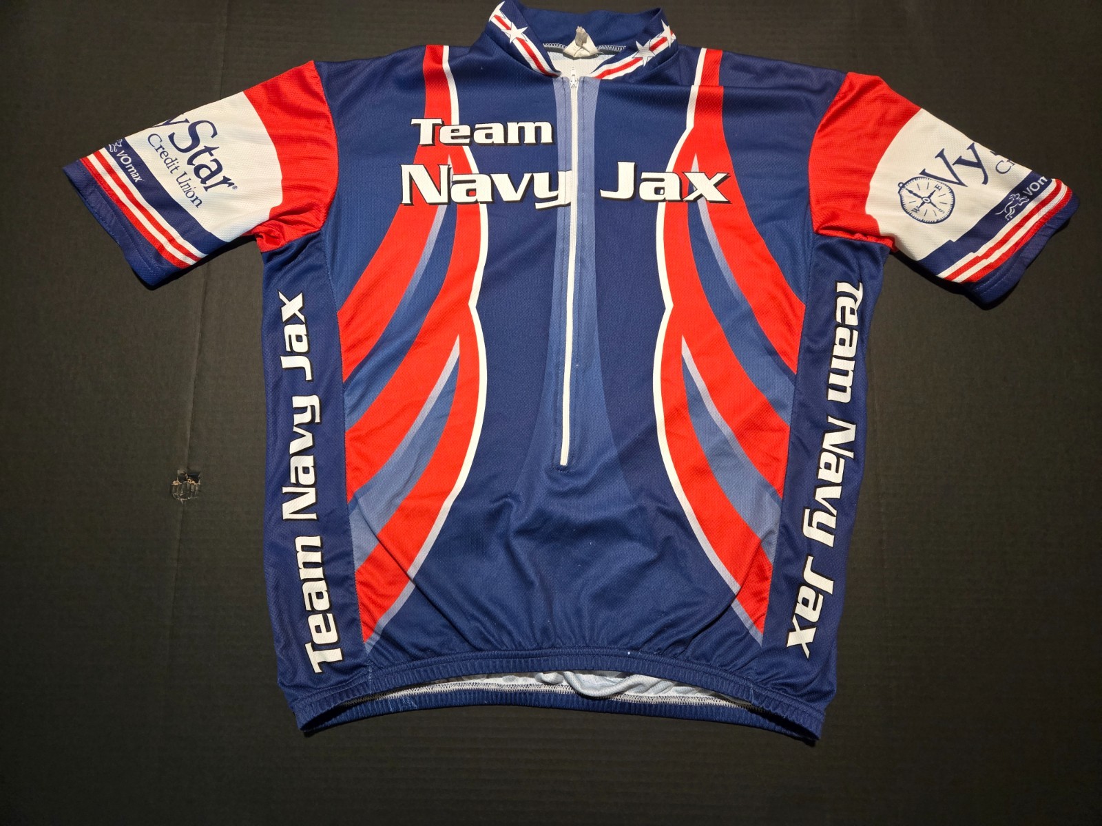 Team Navy Jax Cycling Jersey Men’s XL, Vomax Race Fit Full Zip- 3 Pocket-Clean!