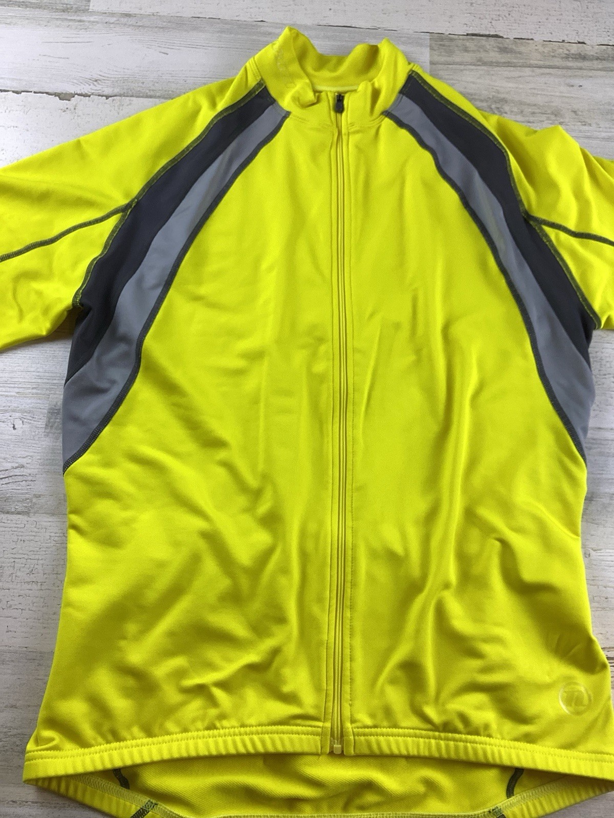 Novara Cycling Rider LS Full Zip Sz M Yellow Black Colorblock Waist Pockets
