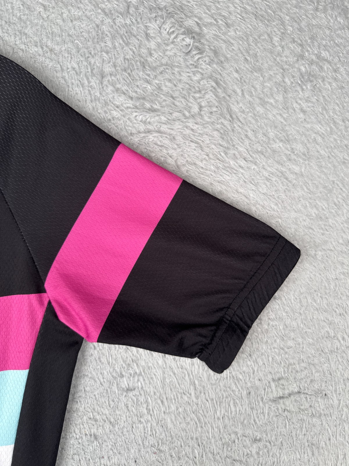 Nine Bull Cycling Jersey Adult Large Pink Black Blue Full Zip Short Sleeve Poly