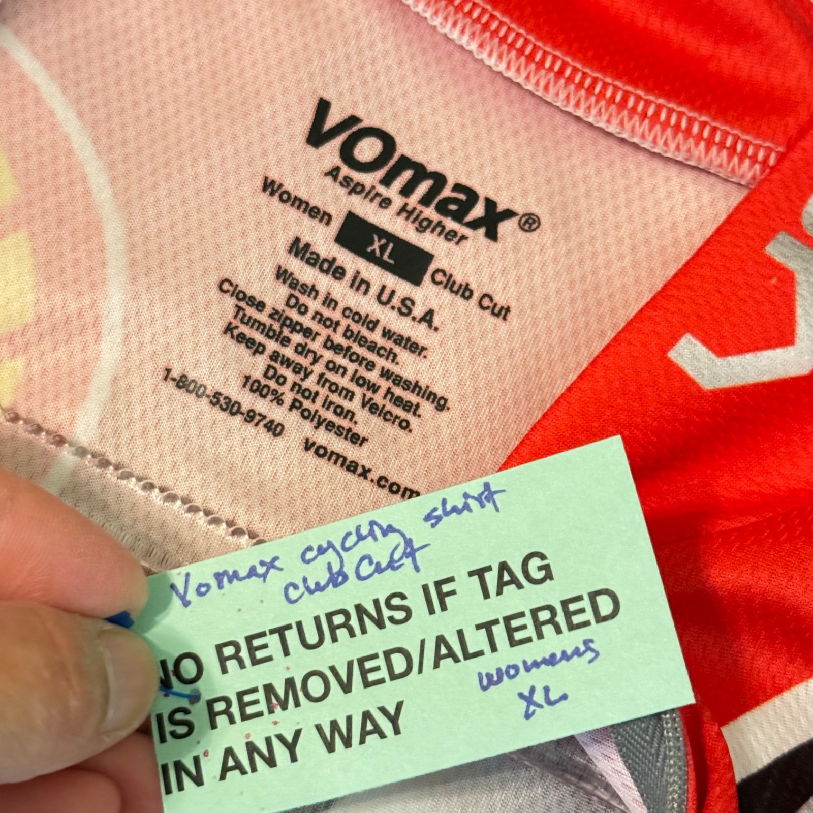 VOMax Cycling Bike Jersey Women XL “SHELL” Gasoline Red Orange 3/4 Zip Pockets