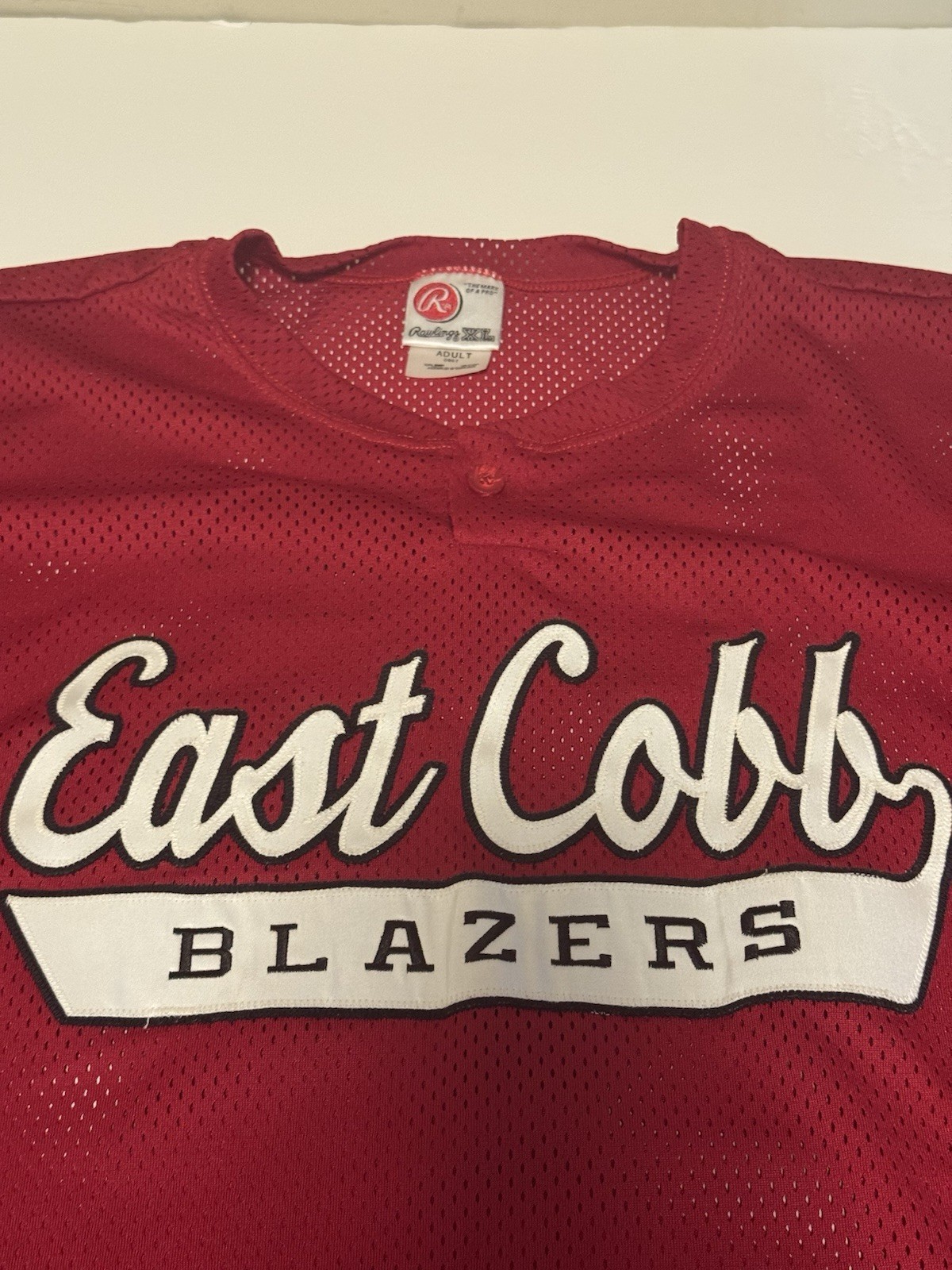 Rawllings East Cobb Jersey Men’s Red Size XL 100% Cotton Made In USA Vintage