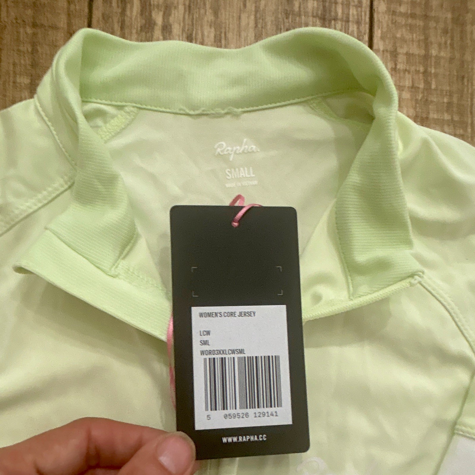 Rapha Core Women’s Cycling Jersey Full Zip Short Sleeve Pockets Green/White S