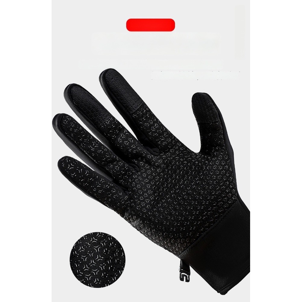 Unisex Fleece Lined Cycling Gloves Waterproof Windproof Screen Compatible Use