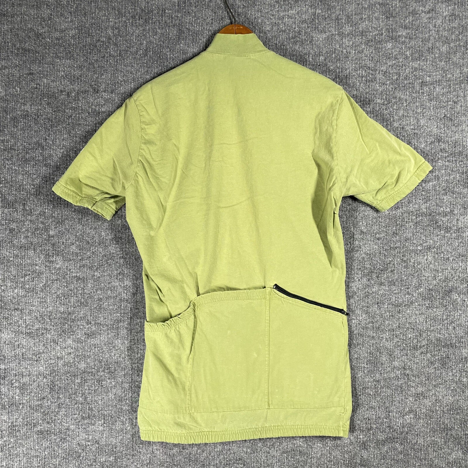 VINTAGE 90s LARGE HARDWARE Cycling Jersey Shirt Size Medium Cotton USA Green Zip