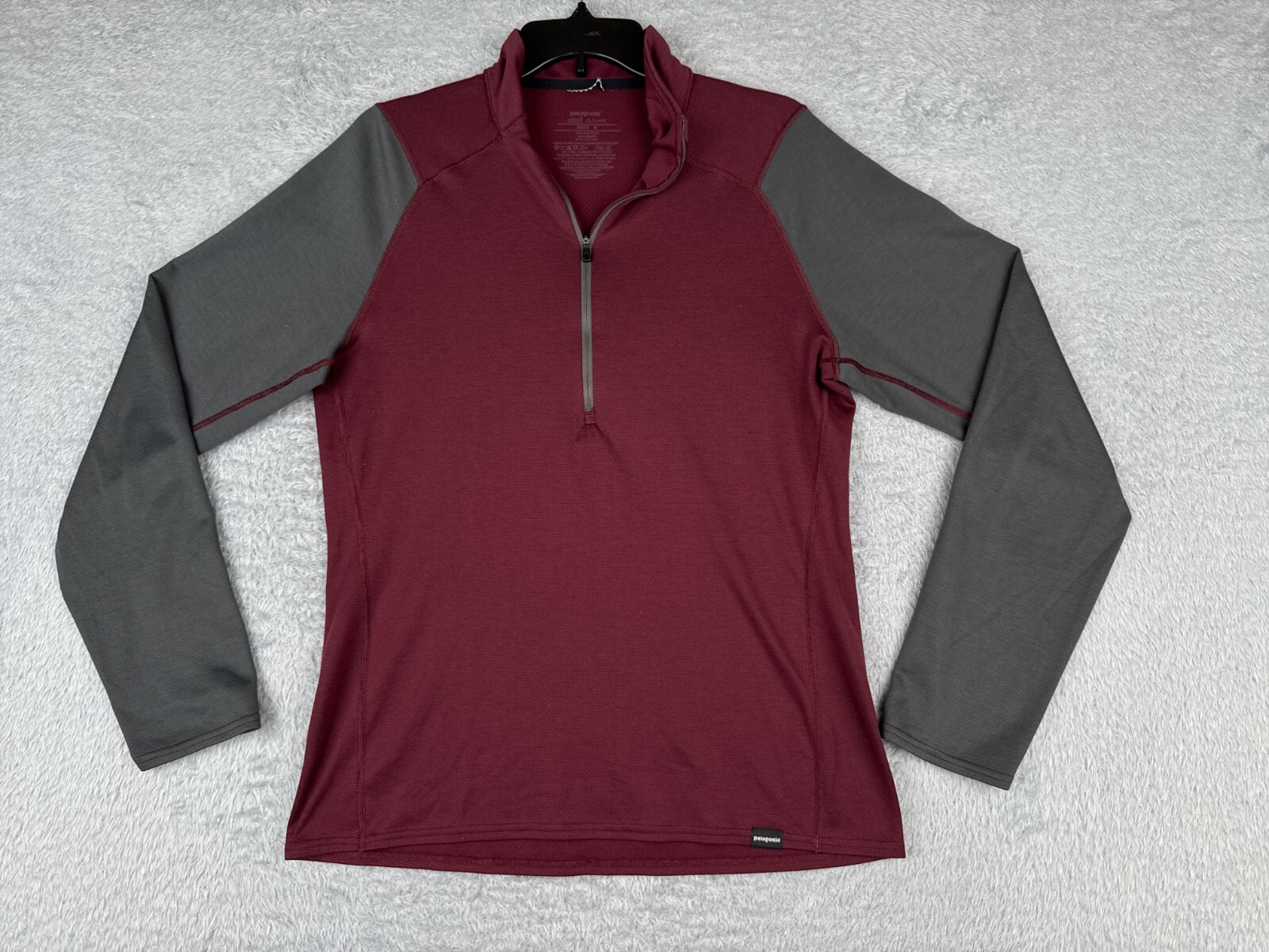 Patagonia Cycling Jersey Men Medium Red Gray Capiline 3 Polartec 1/4 Zip Poly