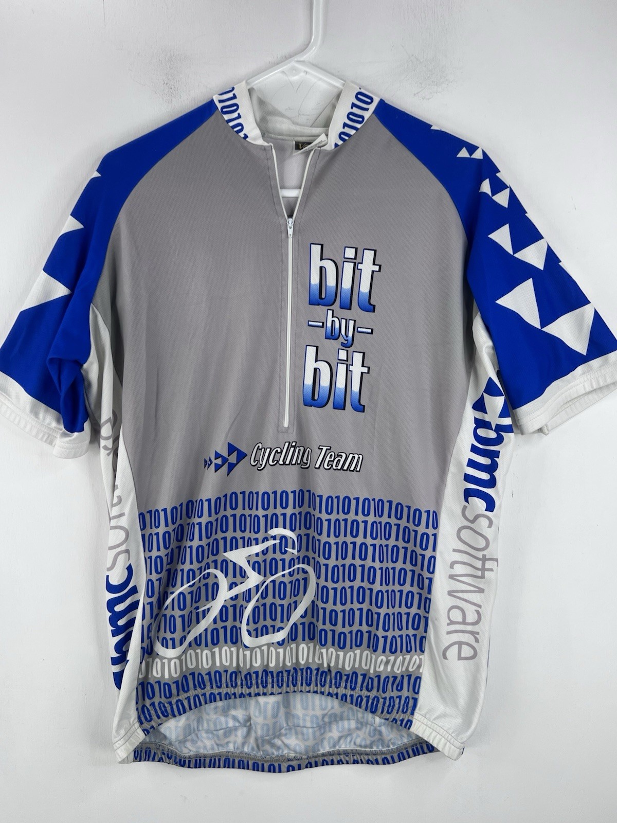 VOMAX Cycling Bike Jersey XXL 3/4 Zip Gray/Blue bit-by-bit Team Read