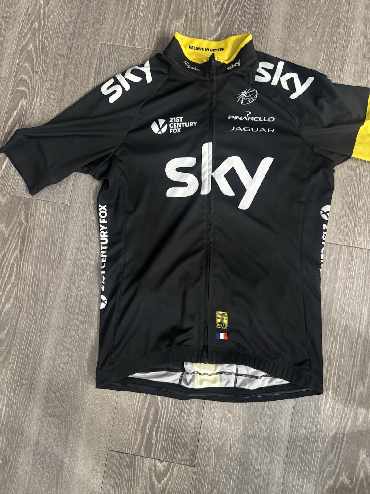 Rapha Team Sky Full Zip Cycling Jersey Rear Pockets Athletic Fit XL Black