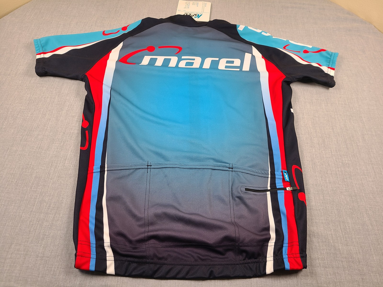 Marel Cycling Team Jersey Mens Large Blue Full Zip Performance Bike Shirt NEW