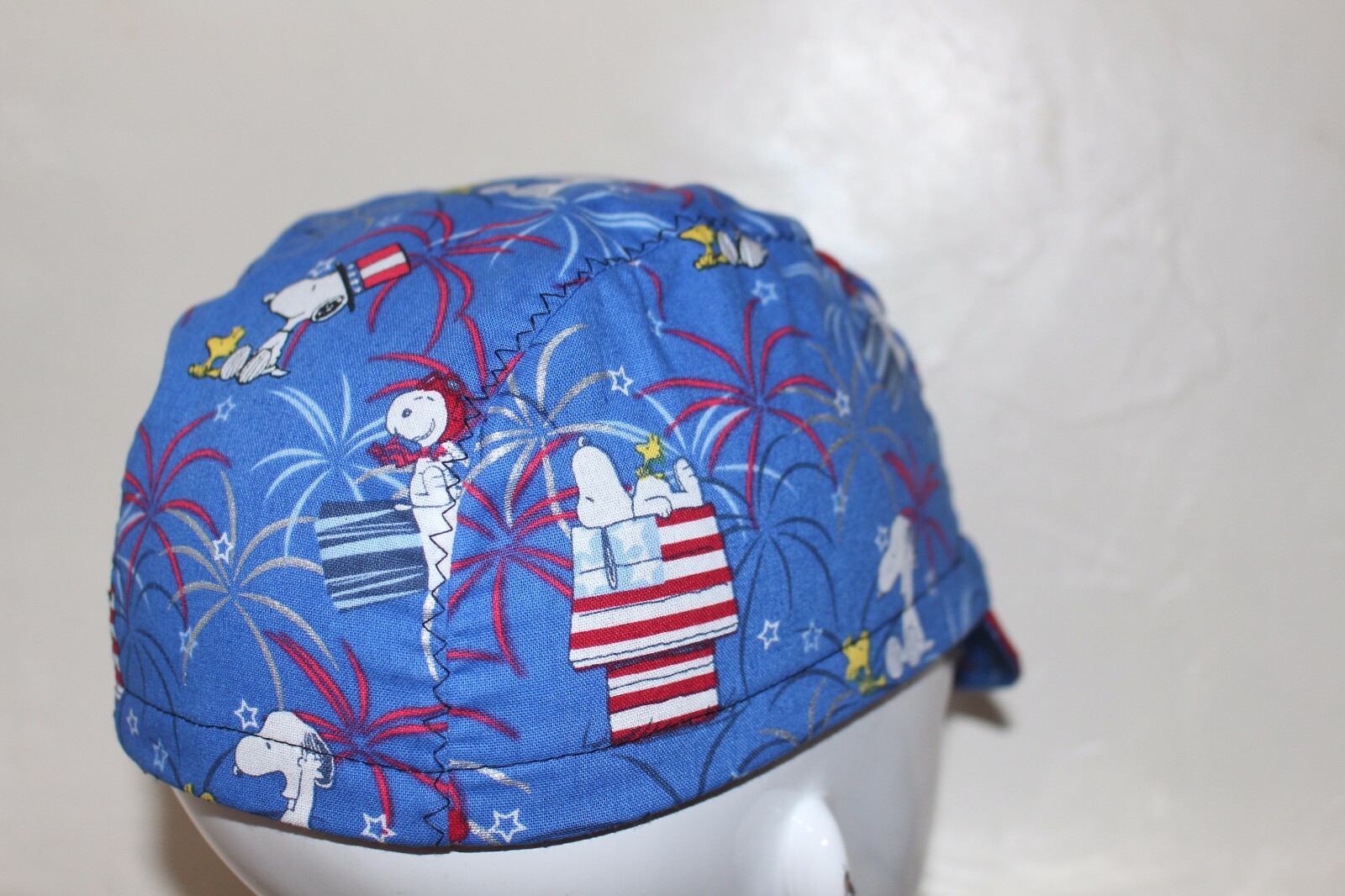 CYCLING CAP SNOOPY I AM AMERICAN 100% COTTON HANDMADE IN USA S M L