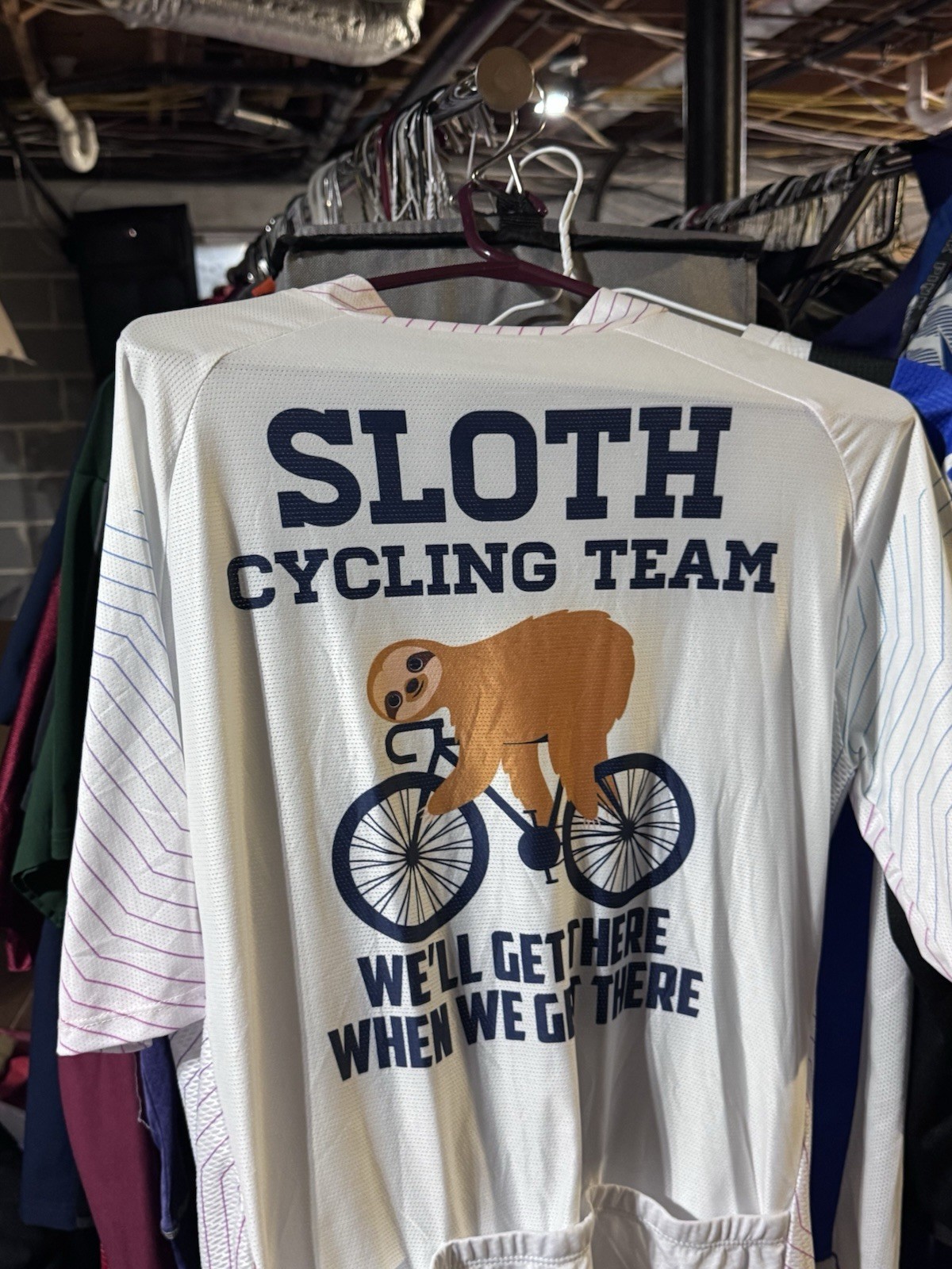 Sloth Cycling Team Cycling Jersey XXXL Mountain Biking Full Zip Shirt White