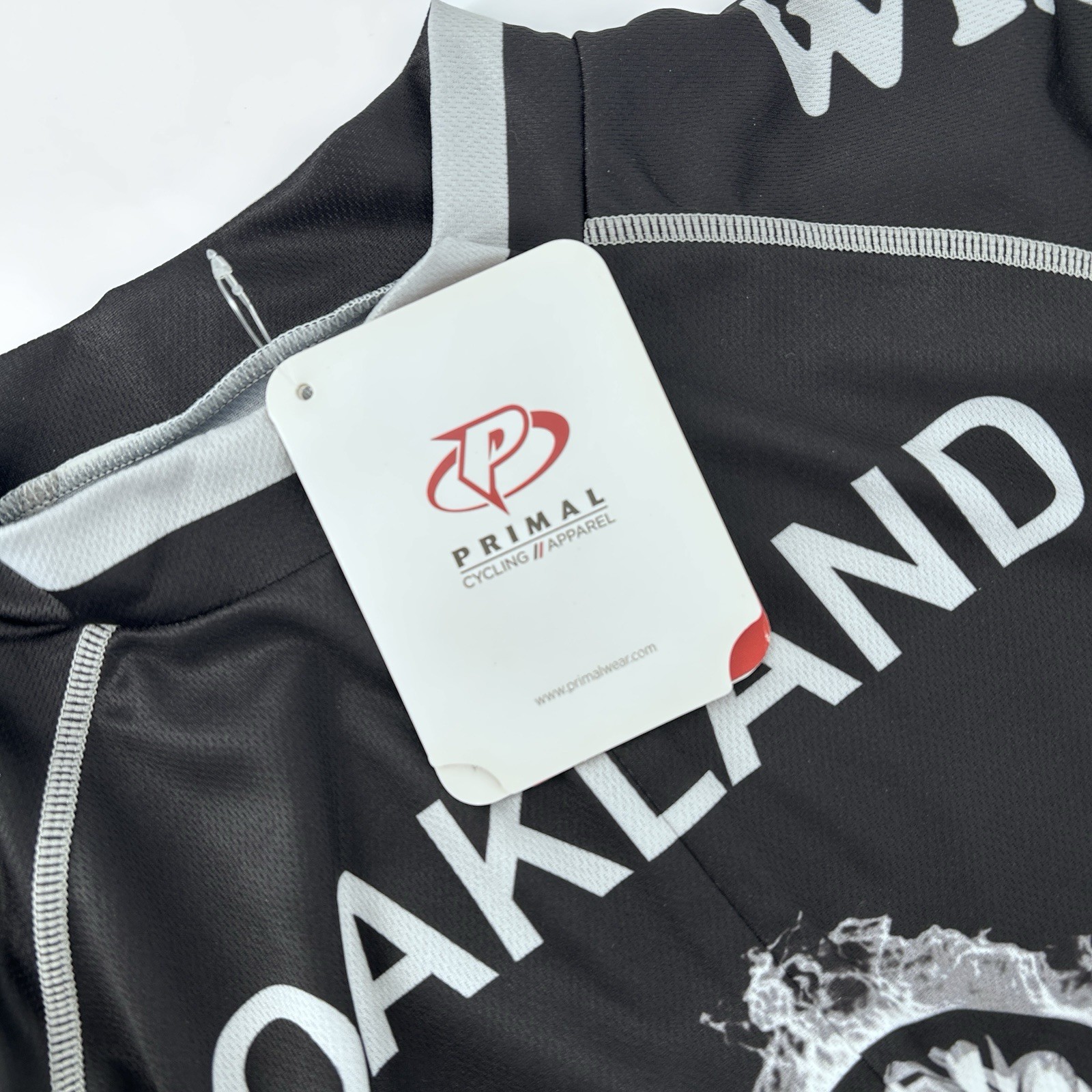 Primal Cycling Jersey Mens L Race Fit Oakland Black Hole Skull Full Zip Edgy