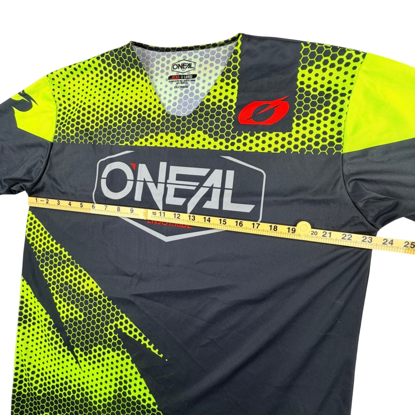 O’Neal Motocross Jersey Men XL Black Neon Yellow Performance Hexagon Graphic MX