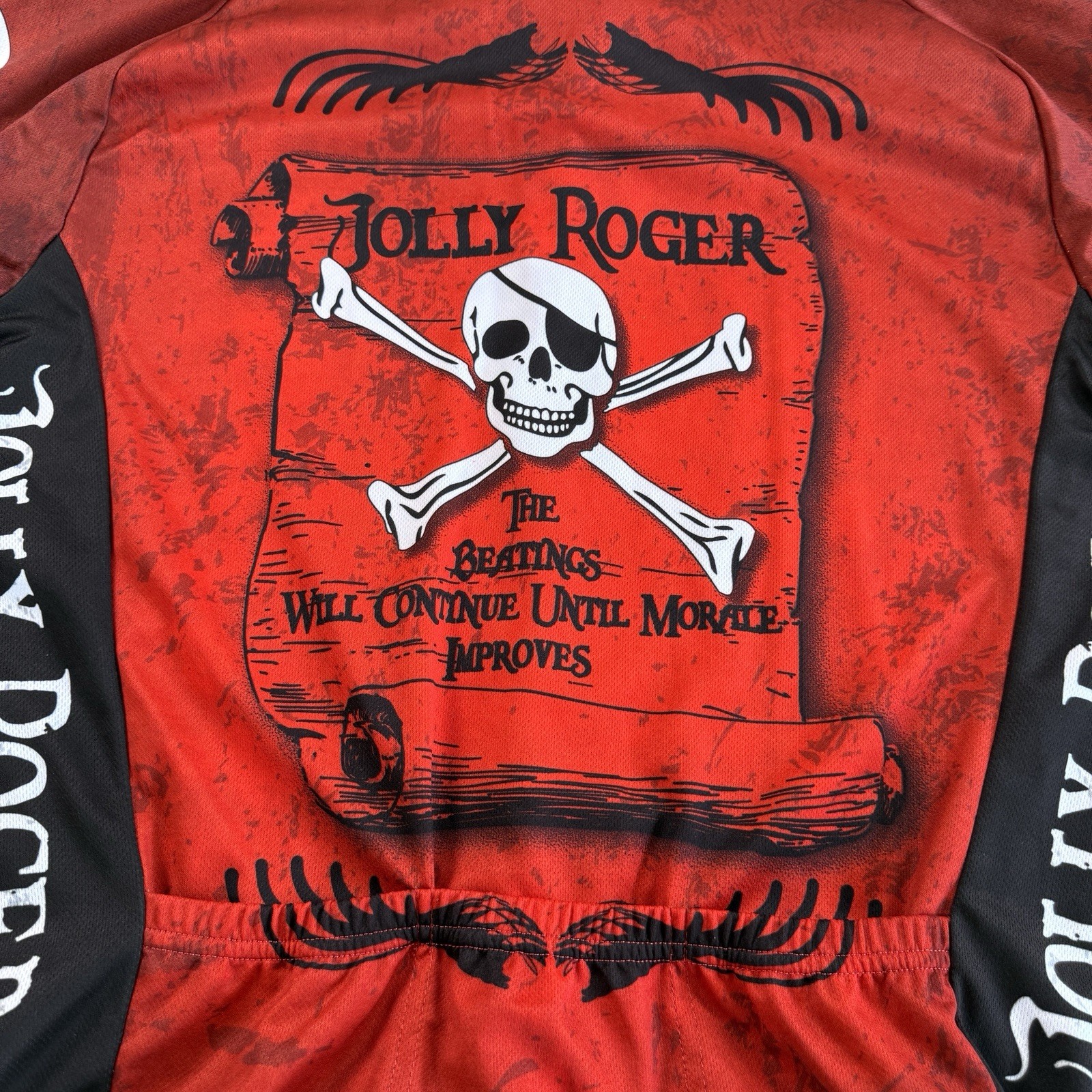 World Jerseys Shirt Men XL Jolly Roger Pirate Cycling Top Shirt Red Black