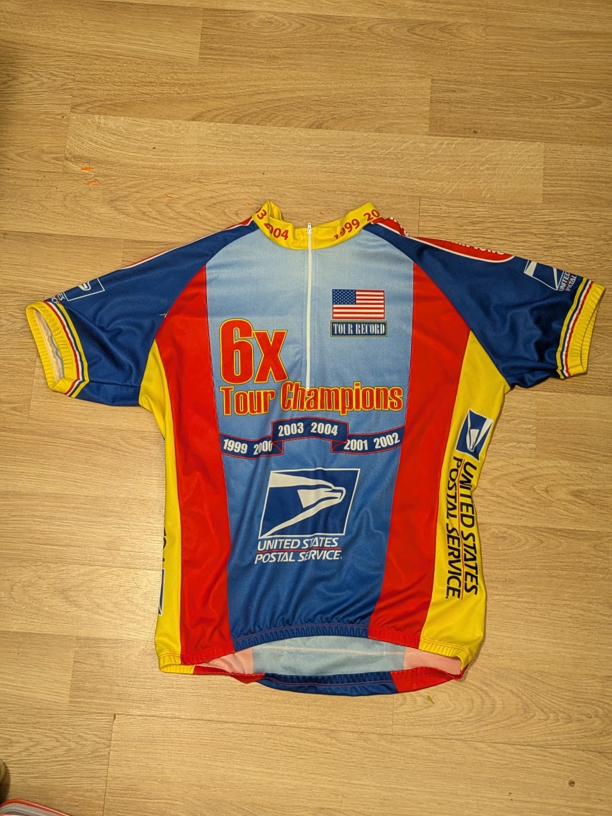 USPS 6X Tour de France Champion Cycling Jersey Men Yellow, Size XL