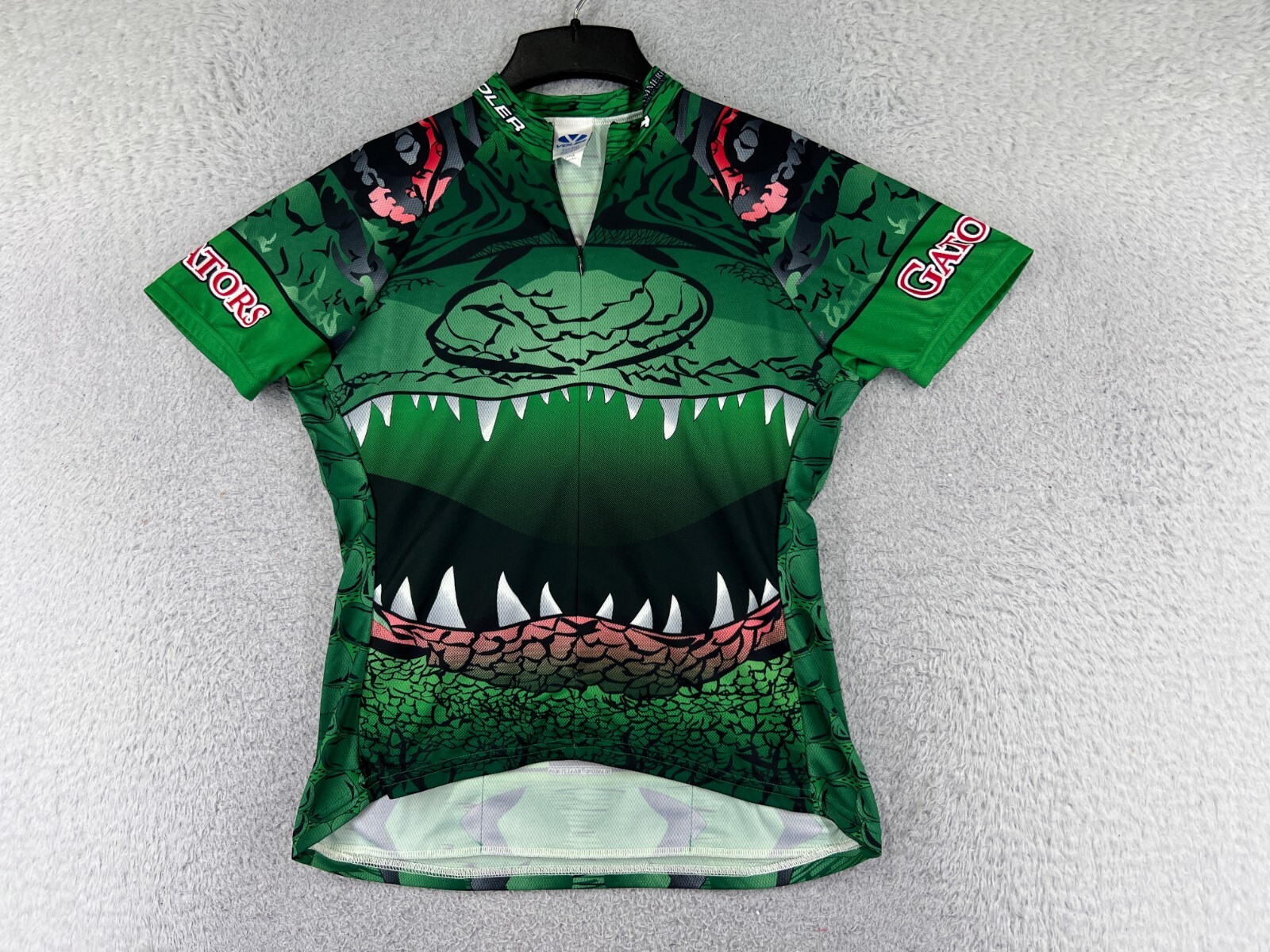 Voler Cycling Jersey Womens Large Green Gators 1/2 Zip Alligator Polyester