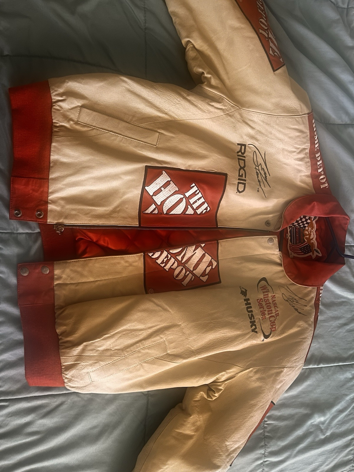 Leather Home Depot NASCAR Bomber Jacket. Authentic Tony Stewart Signature
