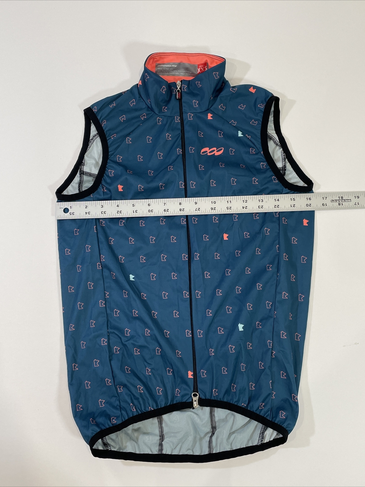 Podiumwear Men’s XXS Boys Lightweight Cycling Vest Blue Minnesota Made