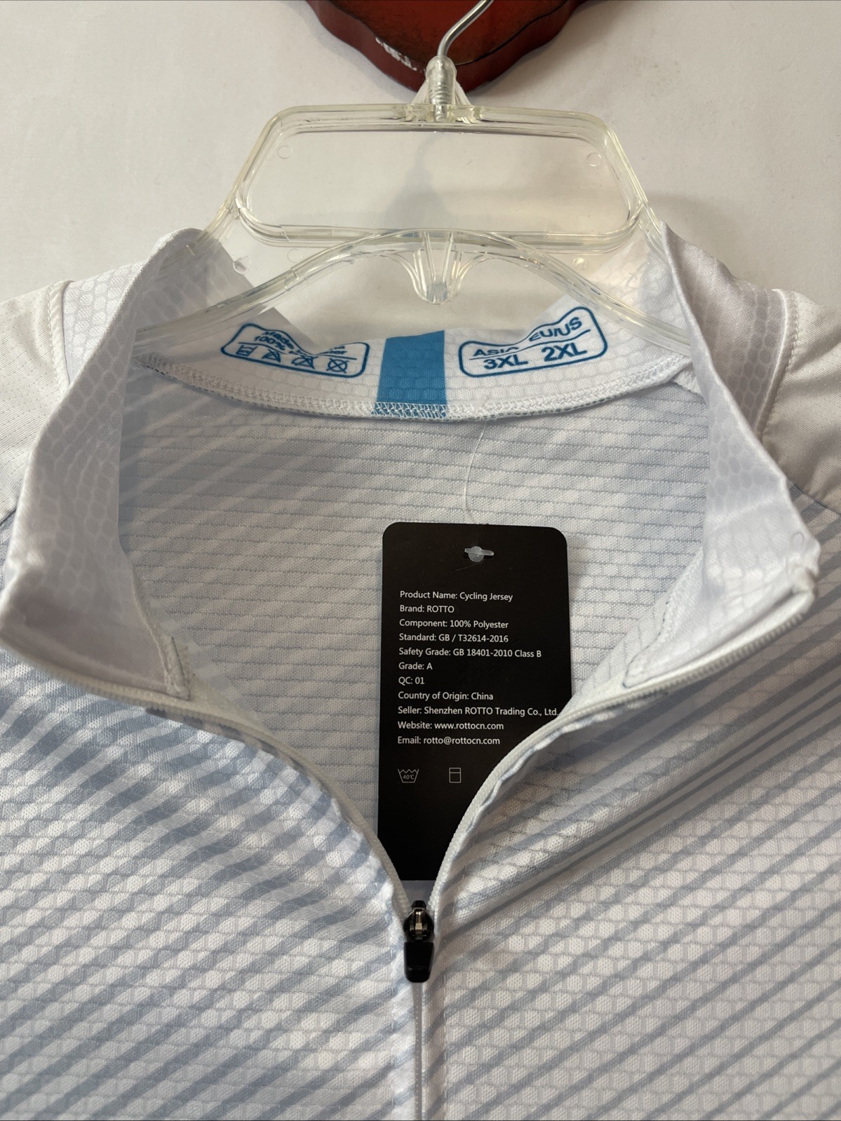 Rotto Line For Cycling Mens 2xl White Elastic Full-Zip Cycling Jersey NWT! M1396