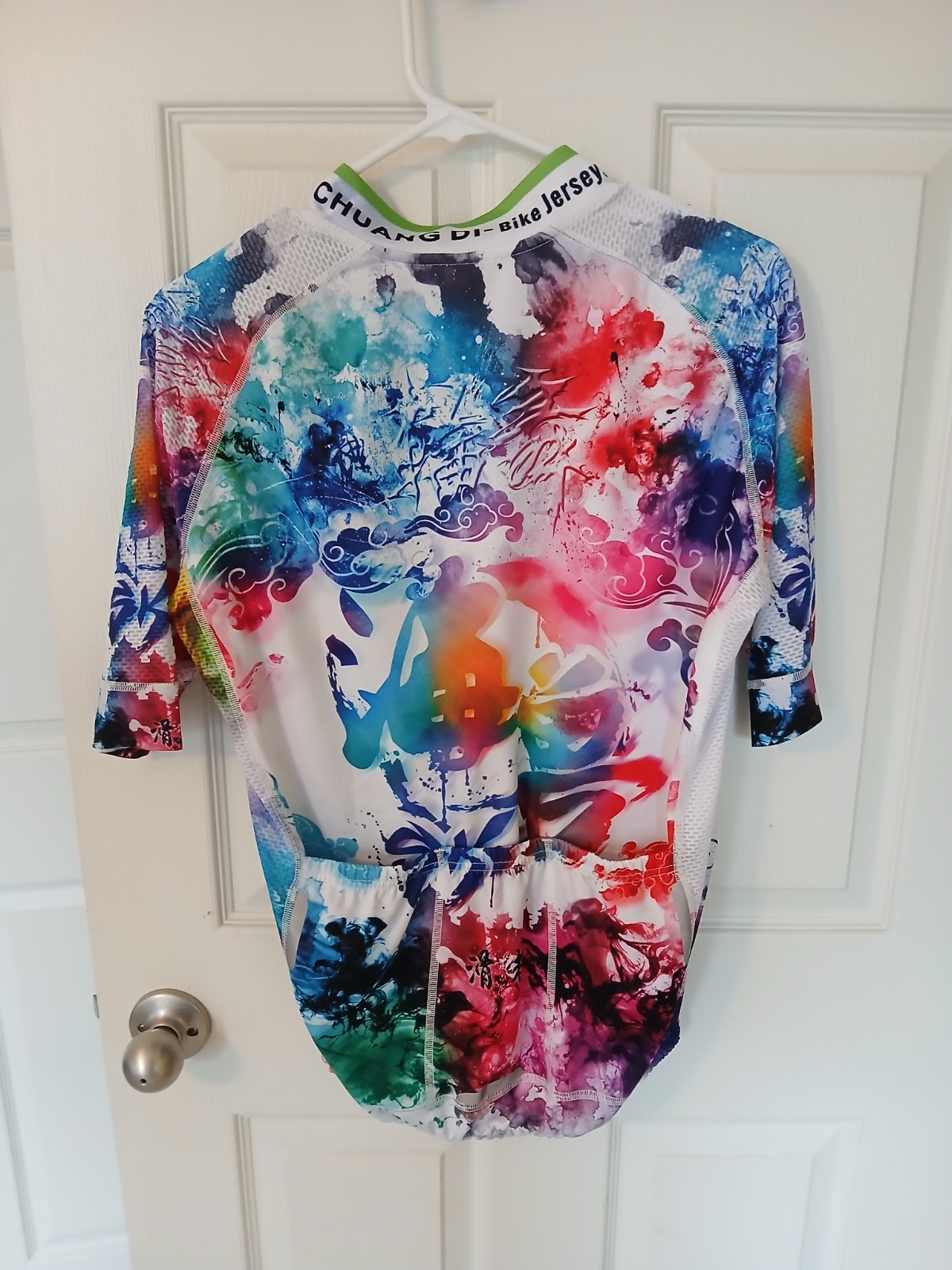 Womens Cycling Jersey US L CHUANG DI Non Slip Waist Colorful Full Zip