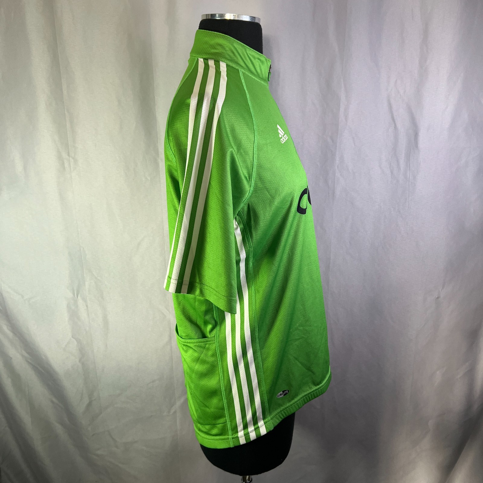 Adidas Climalite Cycling Company Jersey Womens Medium Green Quarter Zip Athletic