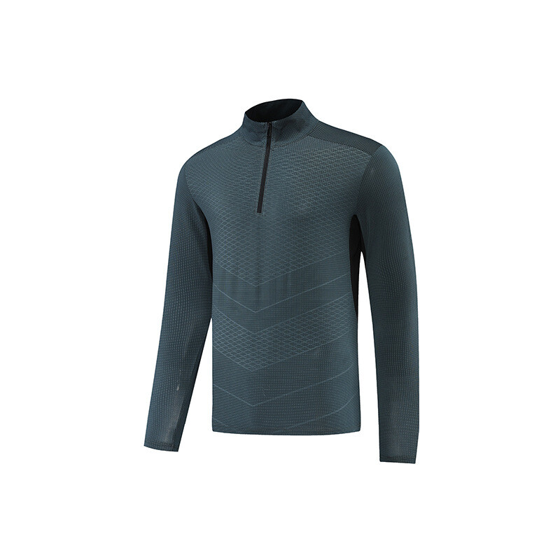 Men’s Stand Collar Fitness Shirt High Elastic Quick Drying Long Sleeve T-shirt