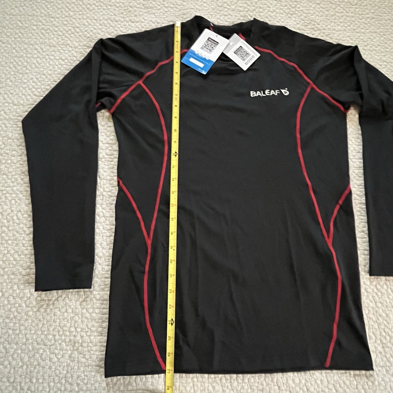 NEW Baleaf Black long Sleeve Men’s Activewear Compression Top Size XL Running