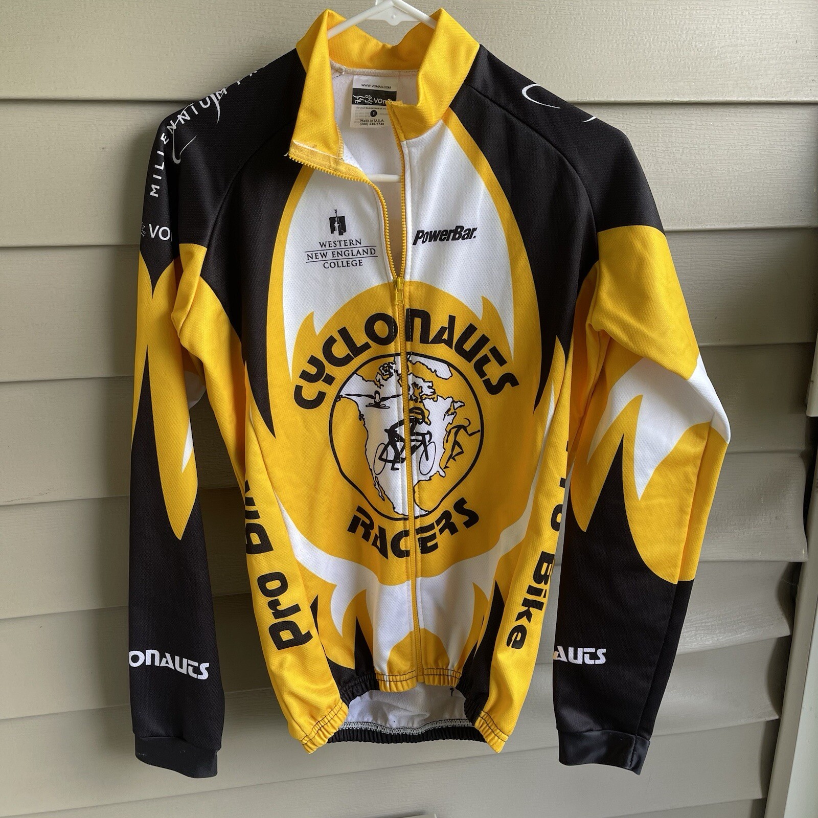 VOmax Cycling Jersey Mens Small Yellow Black White Pockets Cyclone Racers