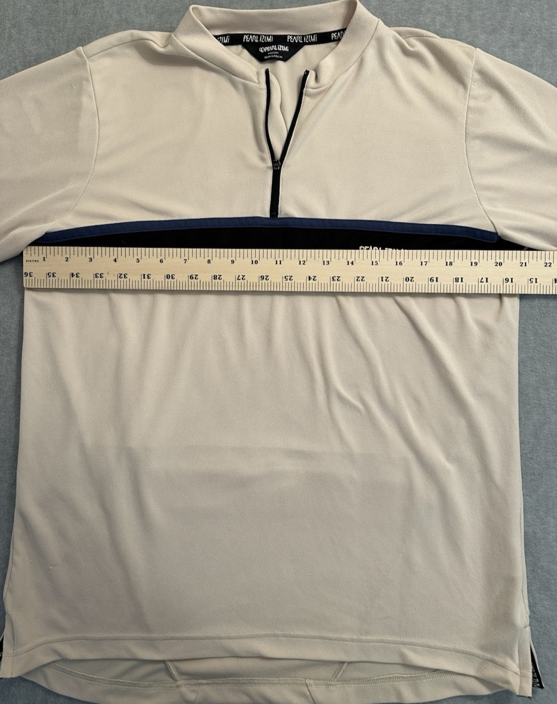 Pearl Izumi Men’s M Cycling Jersey tan/black 1/4 zip up back storage pocket