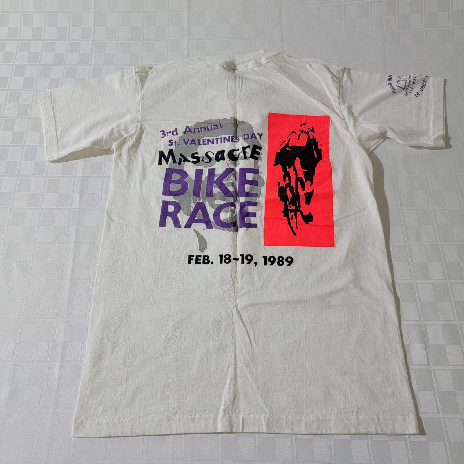 Vtg 1989 M Stedman USA Single Stitch St Valentines Day Massacre Bike Race Tshirt
