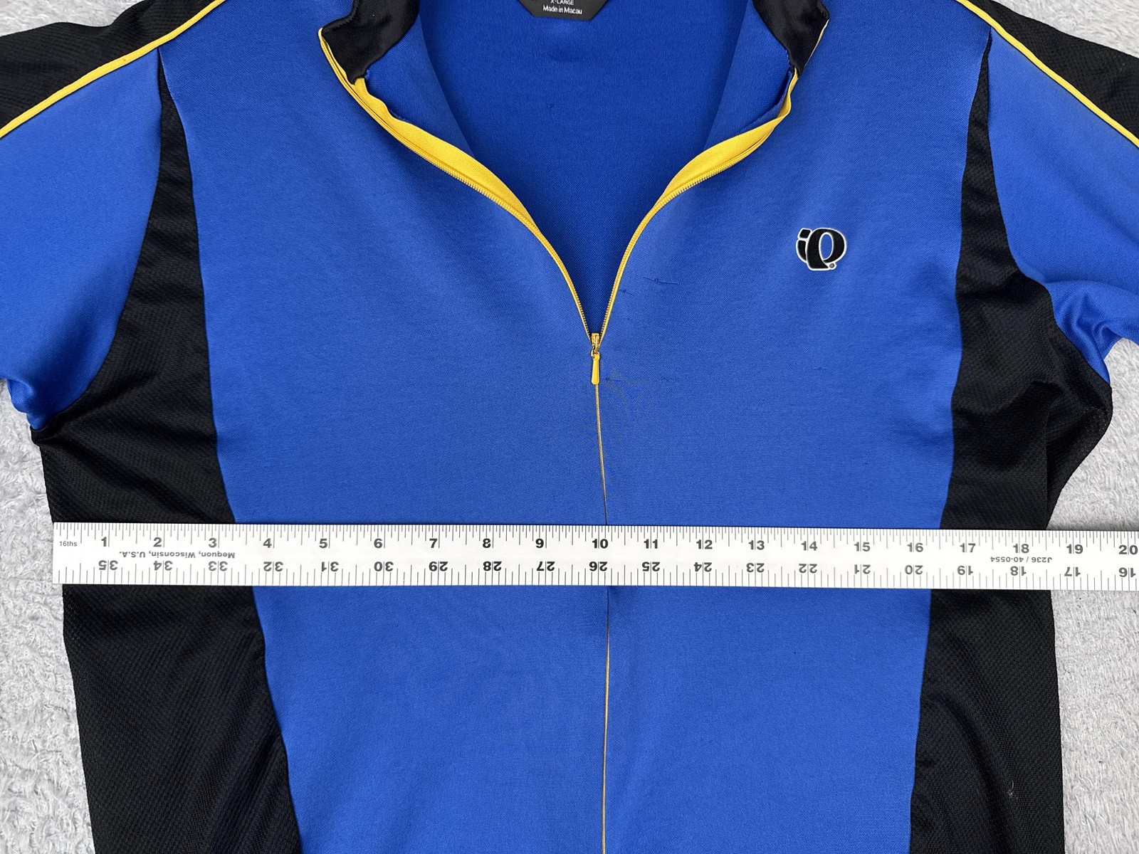 Pearl Izumi Cycling Jersey Mens XL Blue Black Half Zip Short Sleeve Pockets