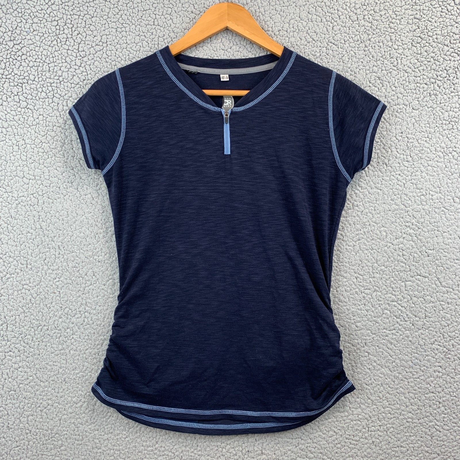 Club Ride Top Womens Small Navy Blue 1/4 Zip Rear Pockets Stretch Cycling Jersey