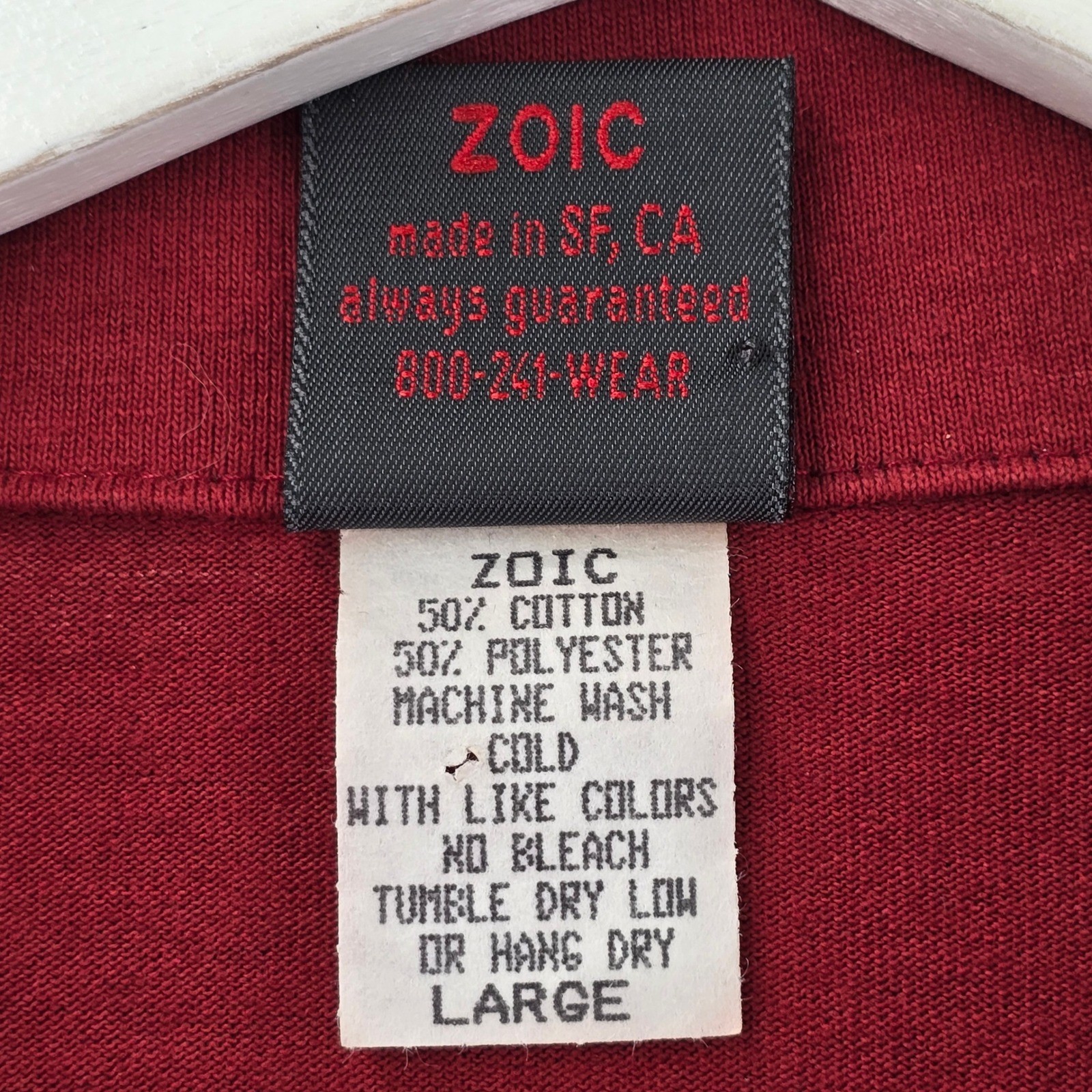 ZOIC Mens Red Zip Neck Short Sleeve Cycling Shirt with Back Pockets Large USA