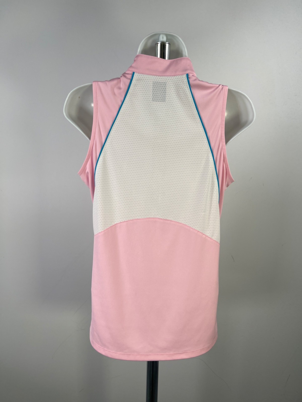 Callaway Women’s Pink/White Mesh Quarter Zip Sleeveless Athletic Shirt – M