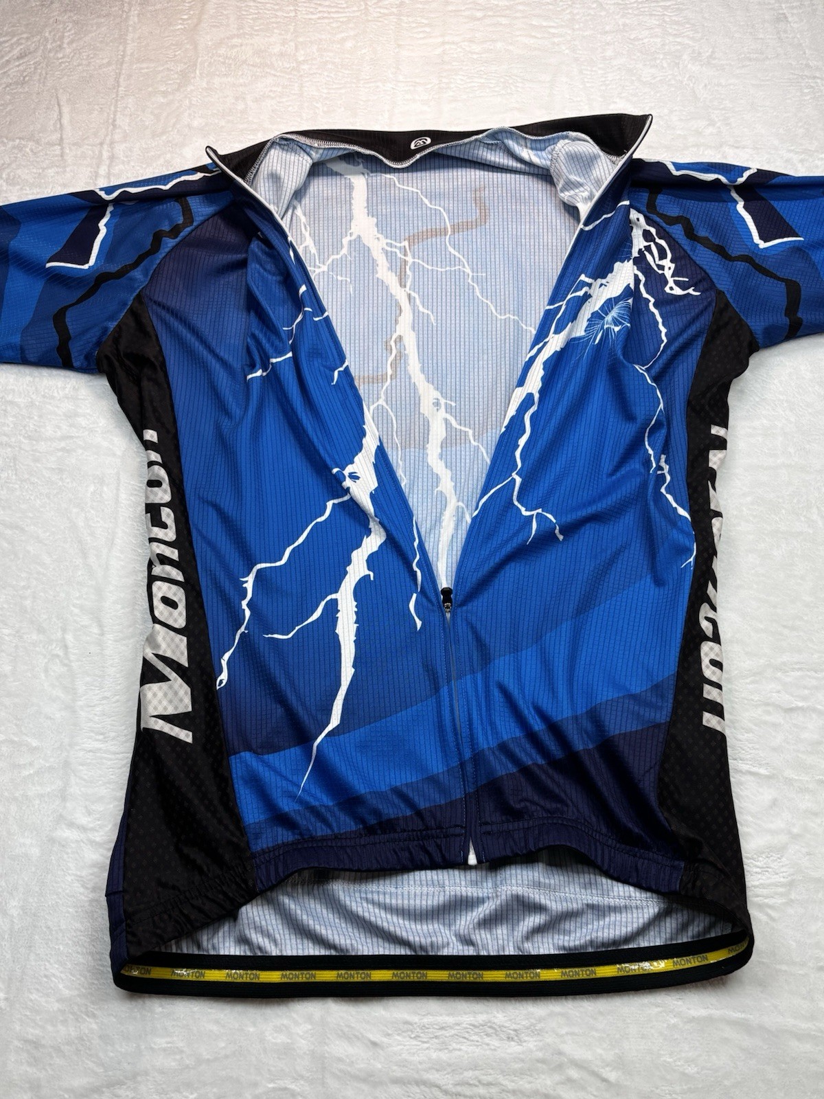 Monton Sports Cycling Jersey Mens XXXL US XL Lightning Bolt Full Zip Bike Shirt