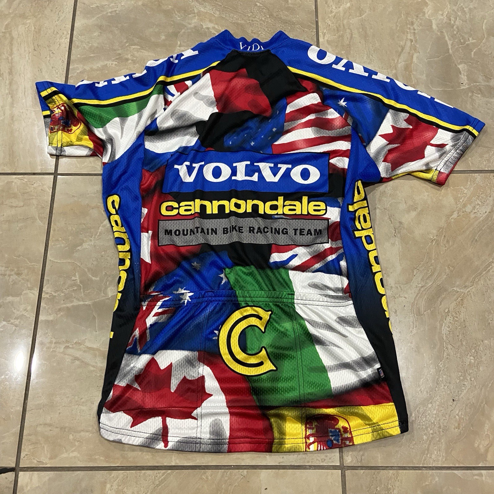 VTG Cannondale Mountain Bike Race Flags Volvo 3/4 Zip Jersey Size L