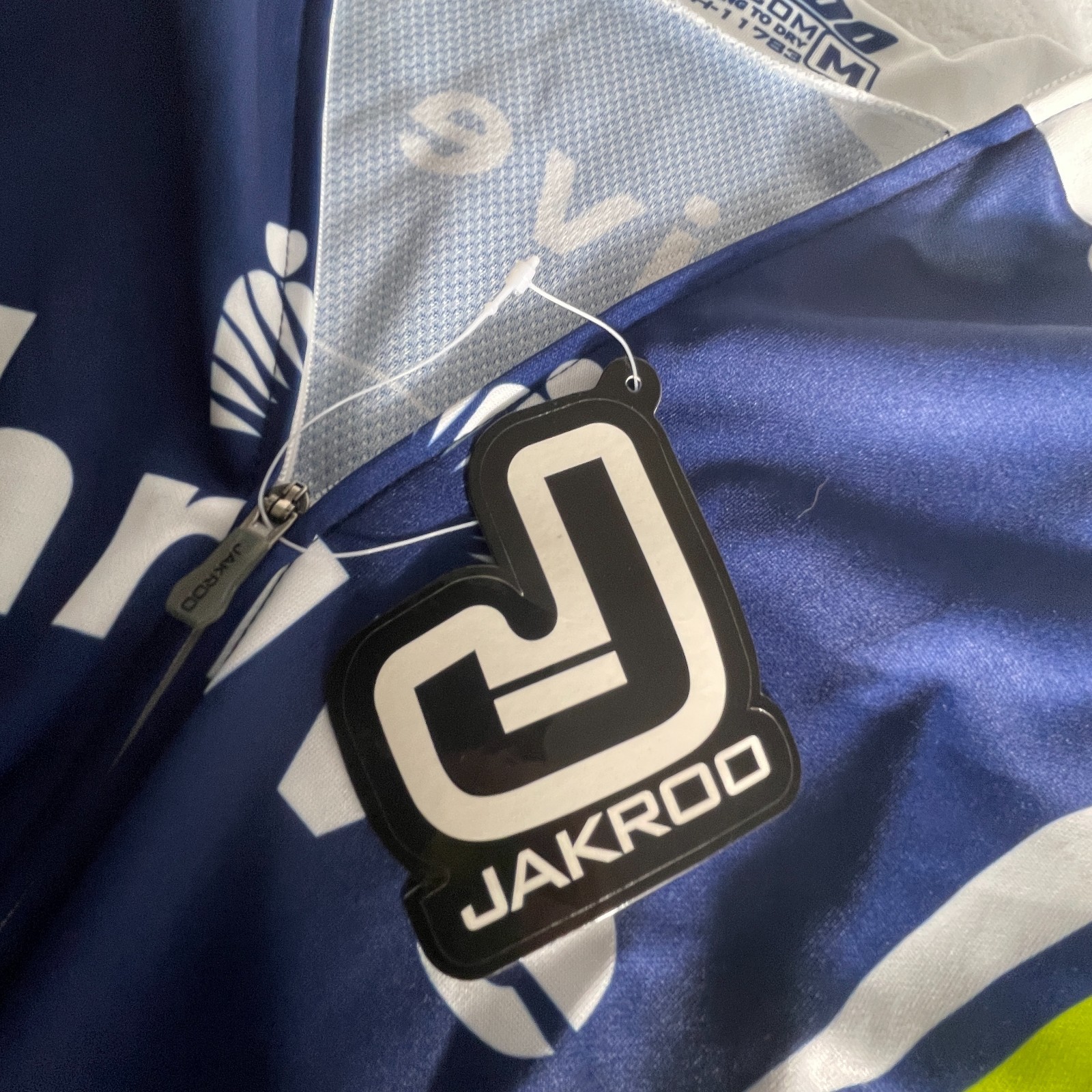 NWT Jakroo Mens Cycling Shirt Kaiser Race Blue Breathable Fitted Stretch Sz Med