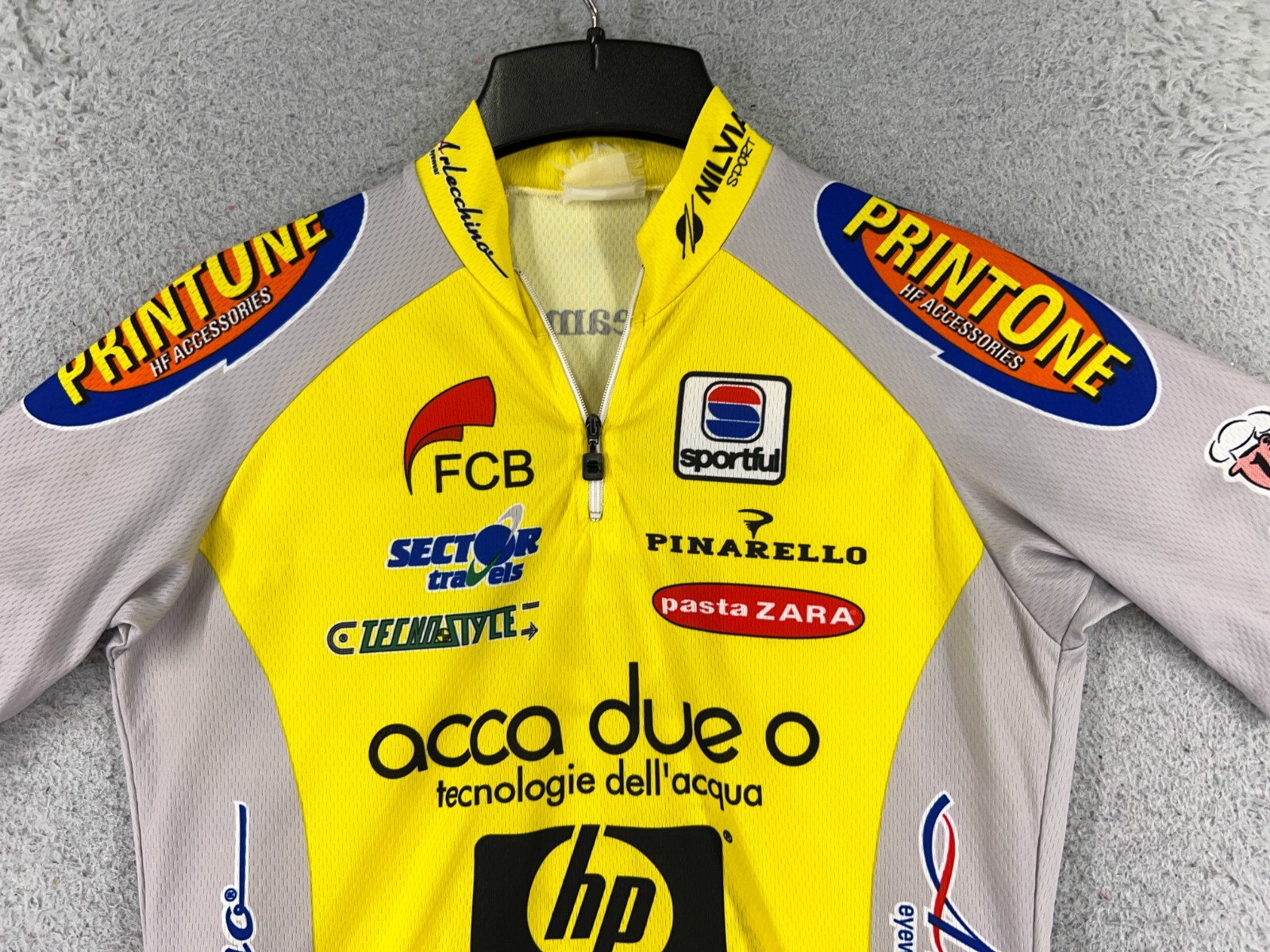 Sportful Cycling Jersey Womens Medium Gray Yellow HP Acca Due O 1/4 Zip Poly
