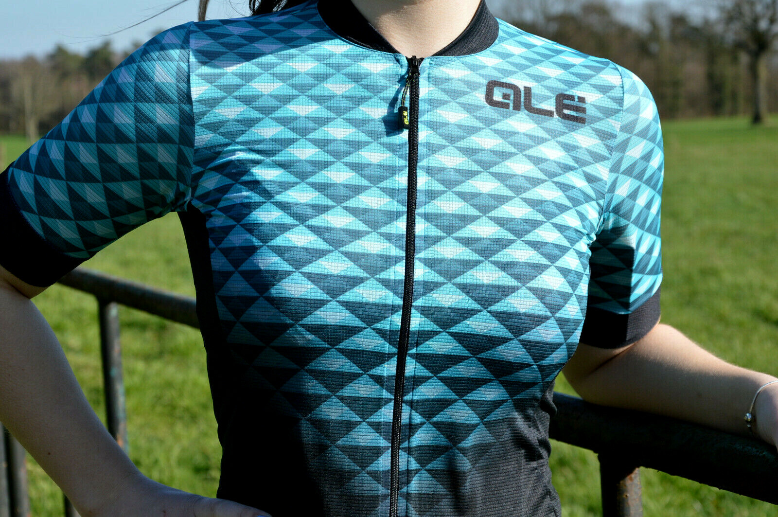 Ale Solid Hexa Lady Jersey Women’s Jersey Breezy Lightweight Black Turquoise